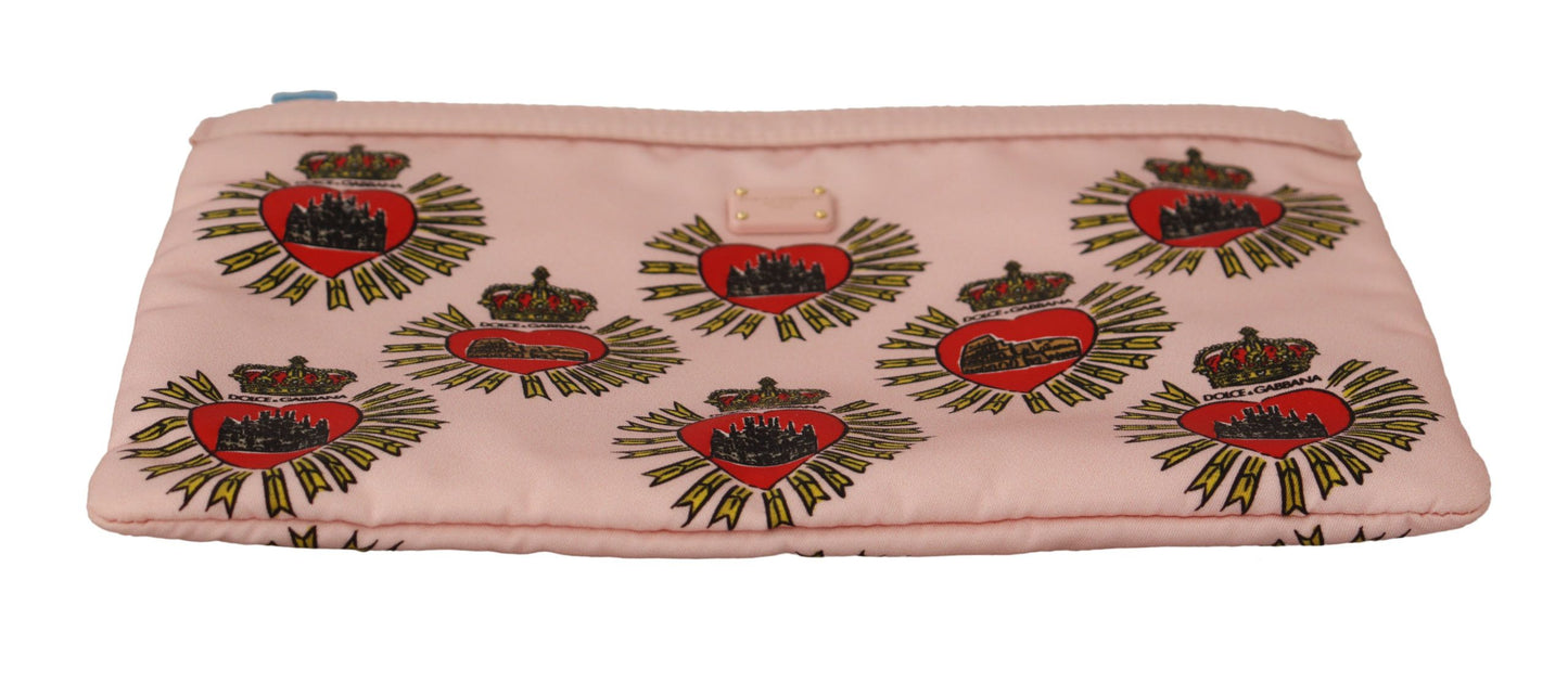 Elegante rosa Clutch mit Herzmotiv