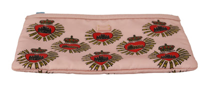 Elegante rosa Clutch mit Herzmotiv