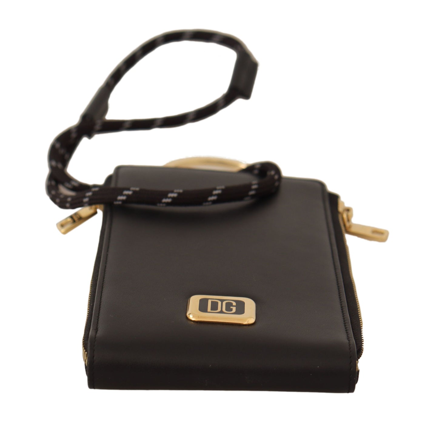 Elegante cartera con correa de cuero negro