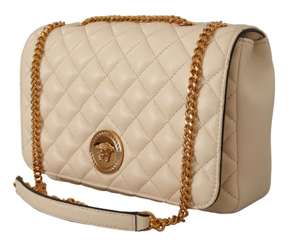 Versace Elegant White Nappa Leather Shoulder Bag