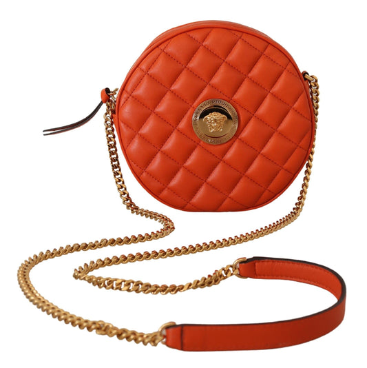 Versace Elegant Round Nappa Leather Crossbody Bag