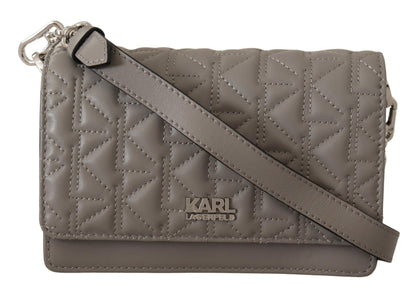 Karl Lagerfeld Elegant Grey Leather Crossbody Bag