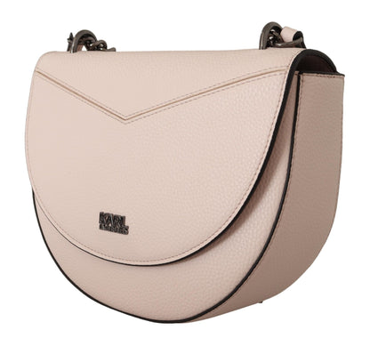 Elegante bolso de hombro de piel color rosa claro malva