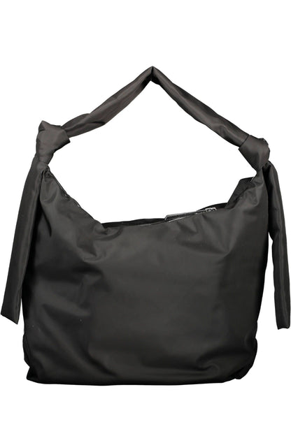 Schwarze Damenhandtasche aus Polyester