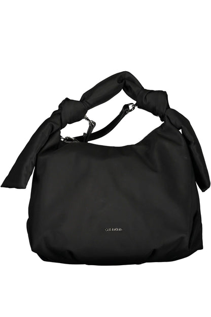 Schwarze Damenhandtasche aus Polyester