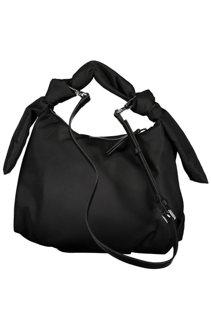 Schwarze Damenhandtasche aus Polyester