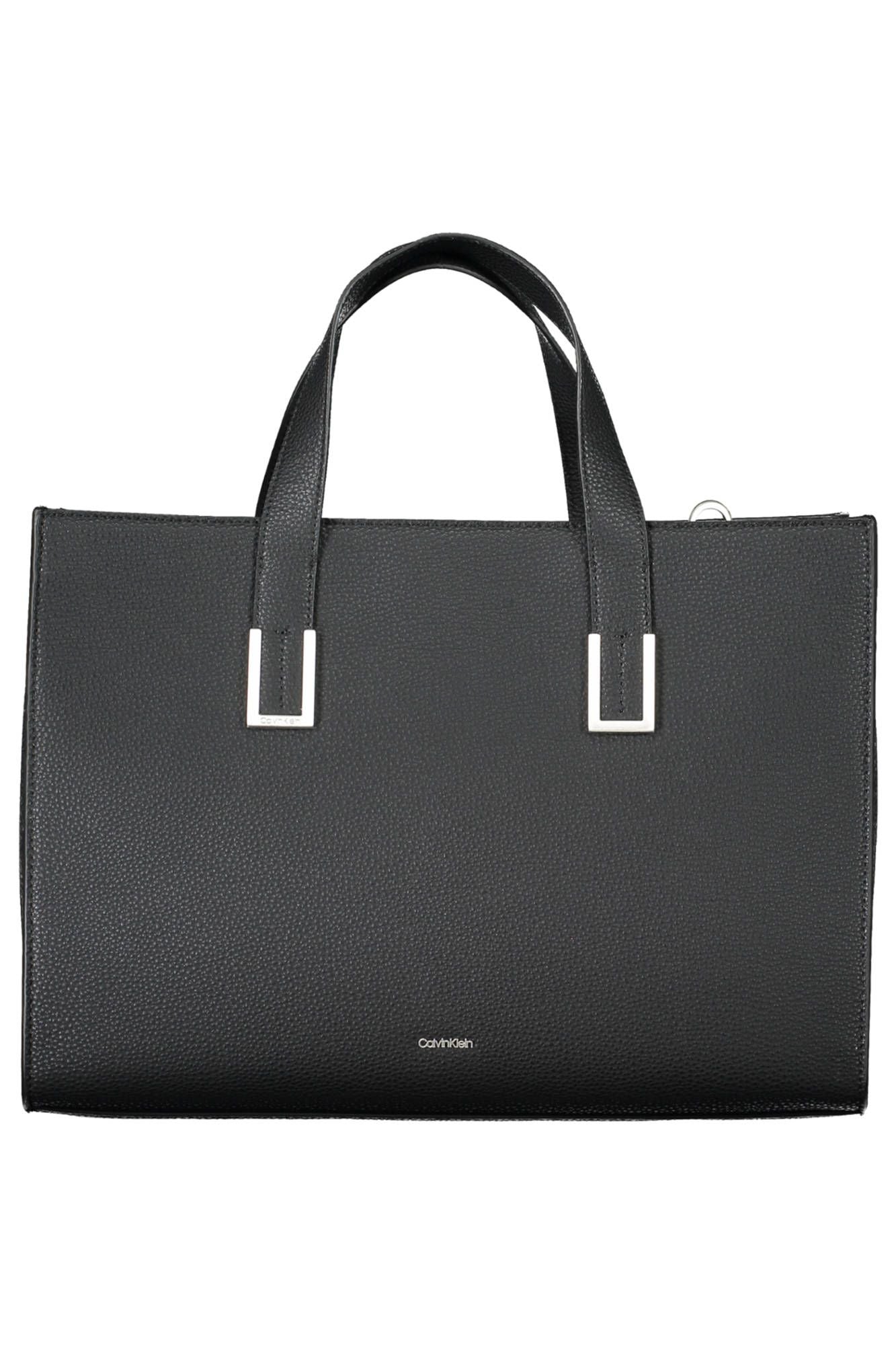 Schwarze Damenhandtasche aus Polyester