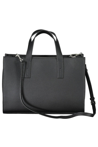 Schwarze Damenhandtasche aus Polyester