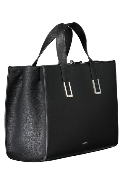 Schwarze Damenhandtasche aus Polyester