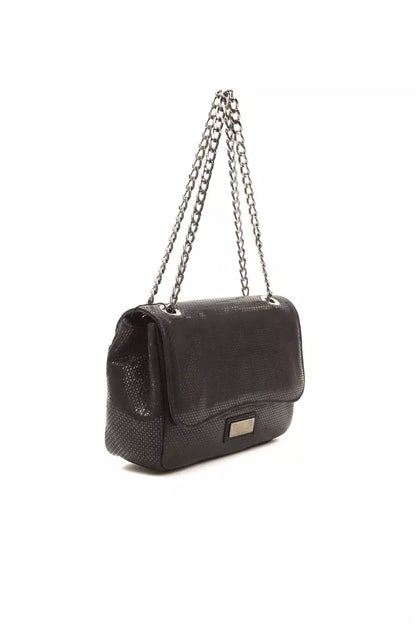 Bolso bandolera de piel negra para mujer