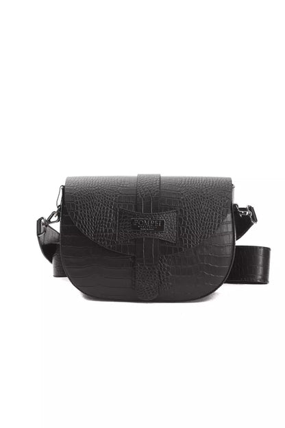 Bolso bandolera de piel negra para mujer