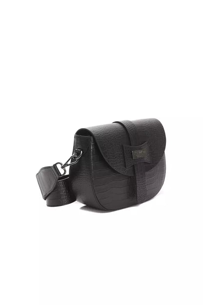 Bolso bandolera de piel negra para mujer