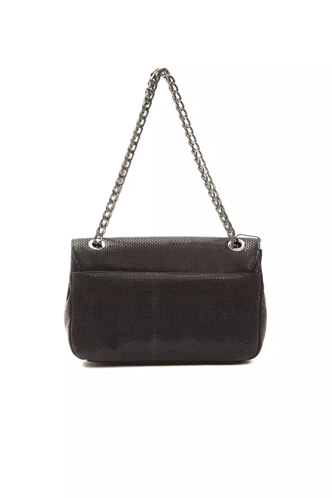 Bolso bandolera de piel negra para mujer