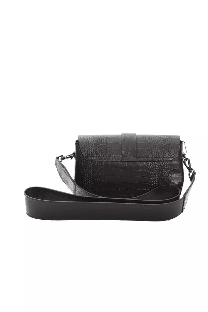 Bolso bandolera de piel negra para mujer