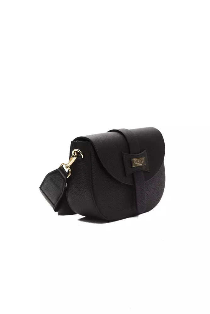 Bolso bandolera de piel negra para mujer