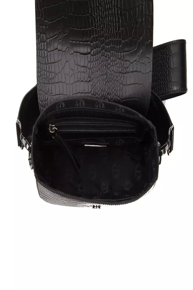 Bolso bandolera de piel negra para mujer