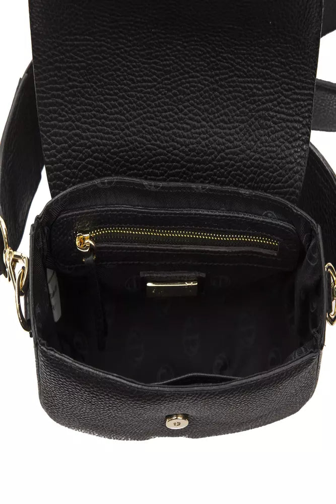 Bolso bandolera de piel negra para mujer