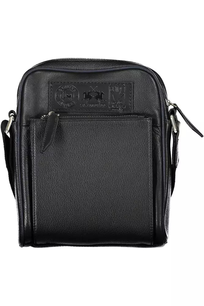 Bolso de hombro de cuero negro para hombre