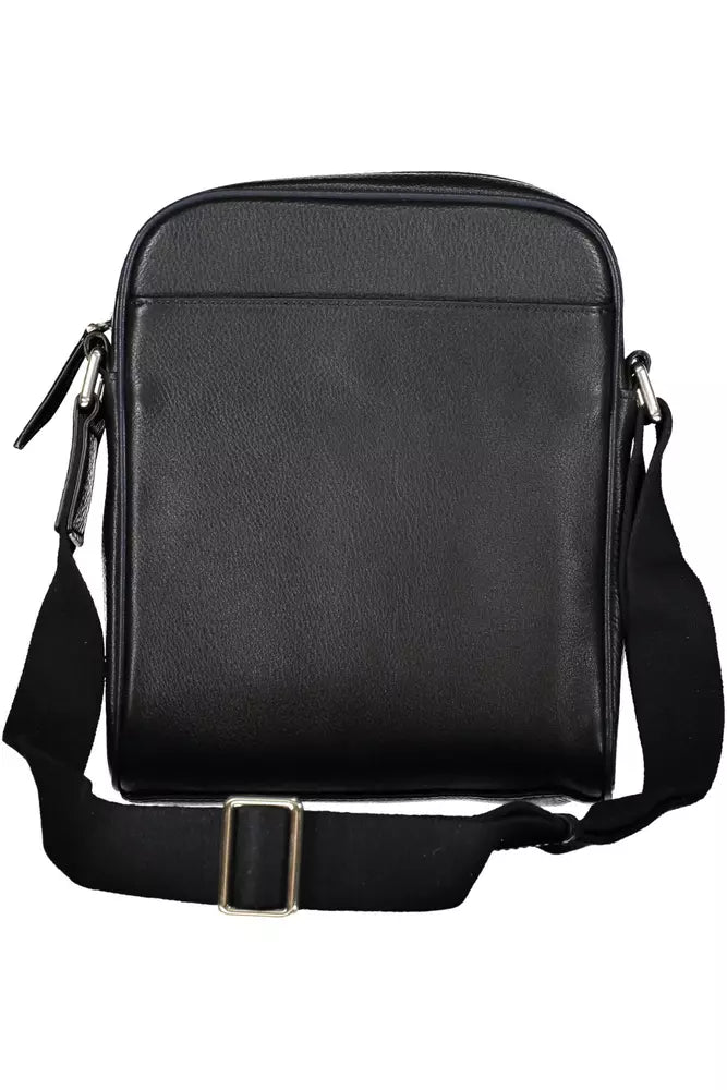 Bolso de hombro de cuero negro para hombre