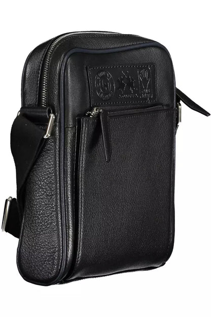 Bolso de hombro de cuero negro para hombre