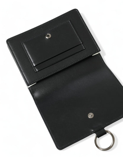 Elegante schwarze Brieftasche mit Kartenhalter aus Leder mit Kristallen