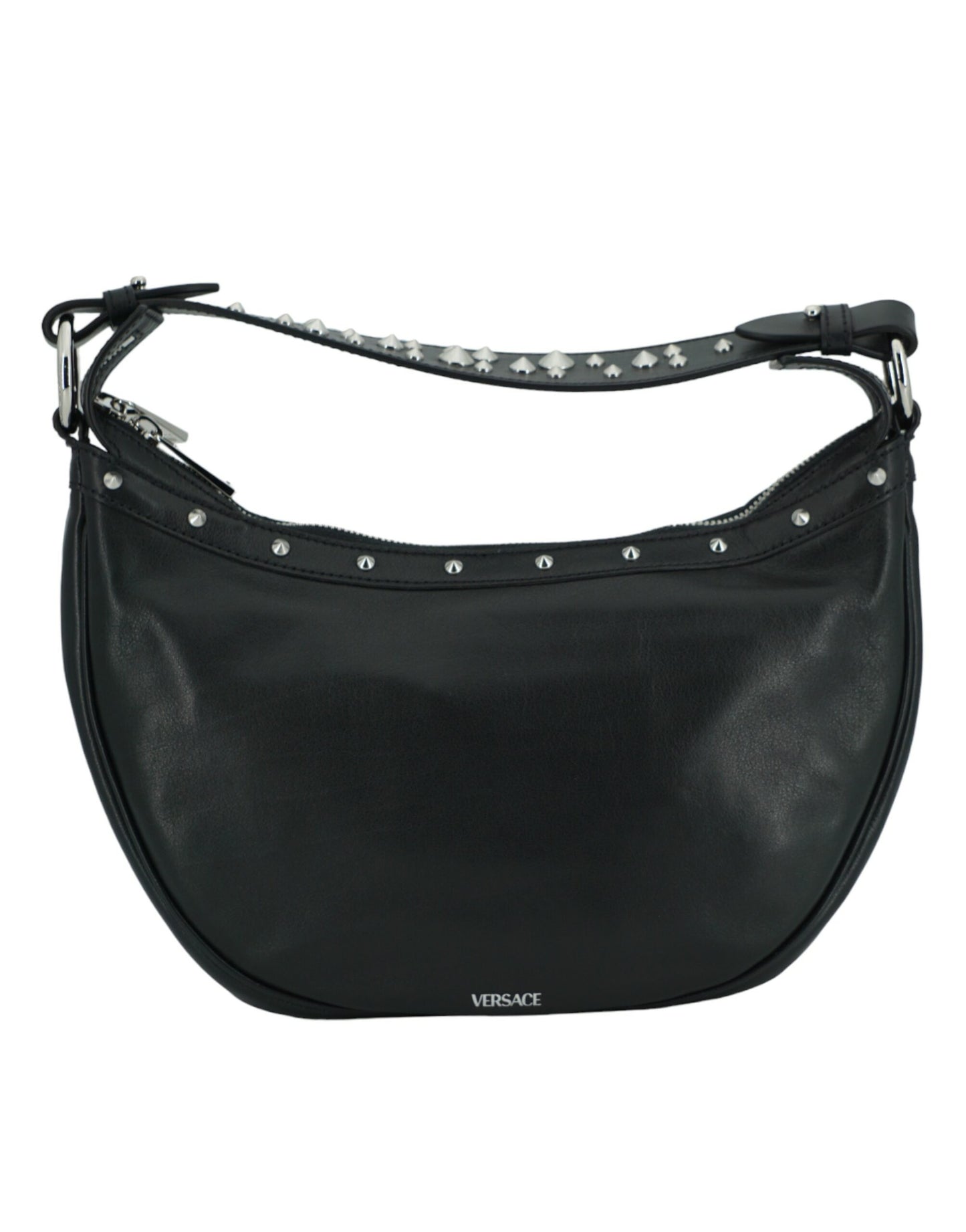 Elegante bolso de hombro tipo hobo de piel negra