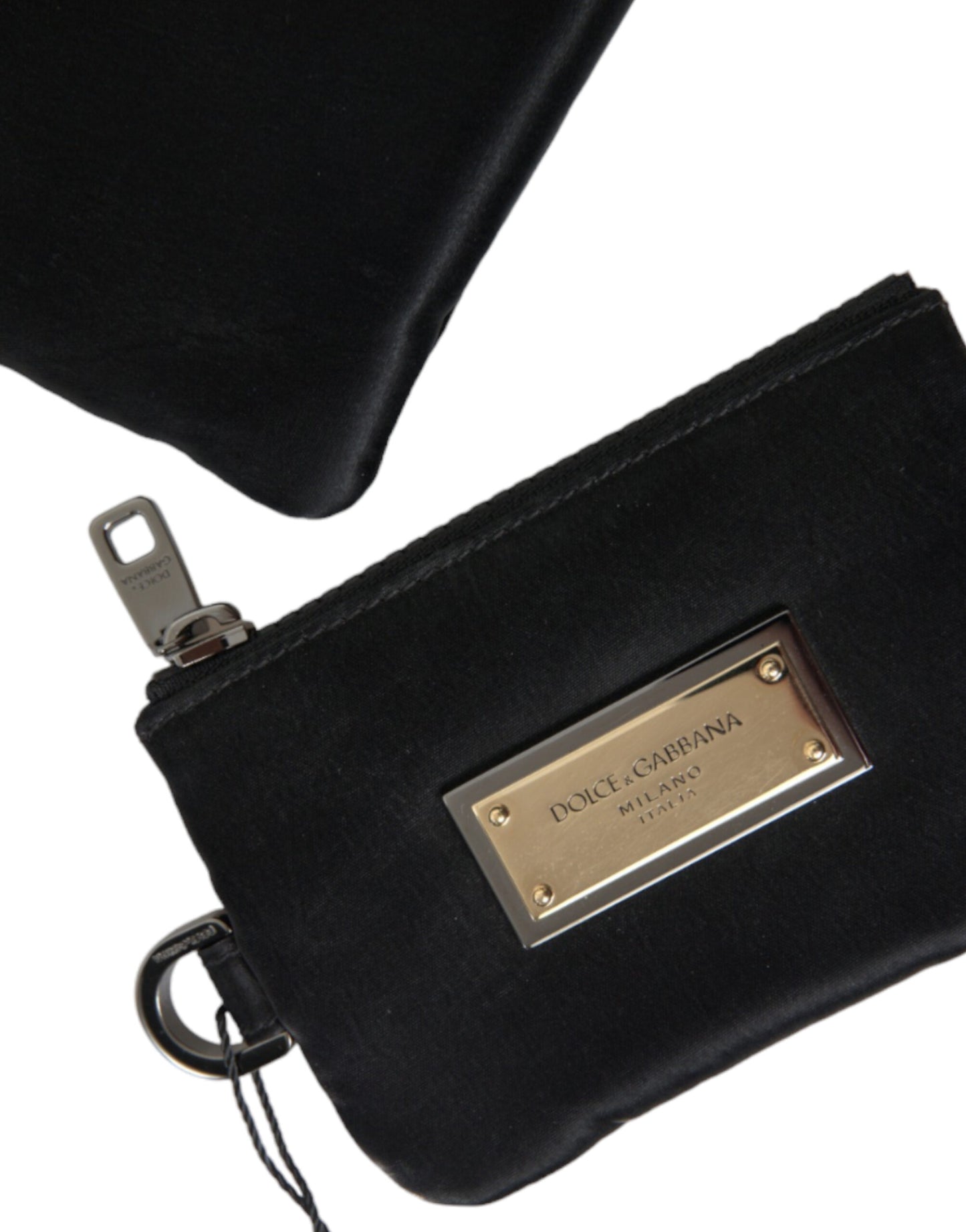 Dolce & Gabbana Elegant Black Nylon & Leather Pouch