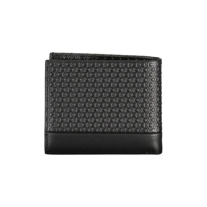 Elegante schwarze Lederbrieftasche mit Kontrastdetails