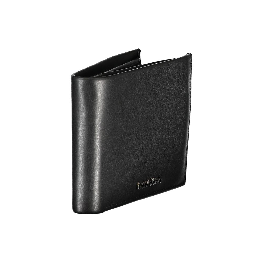 Cartera elegante de cuero negro para hombre