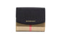 Burberry Luna Black Grained Leather House Check Canvas Coin Pouch Snap Wallet