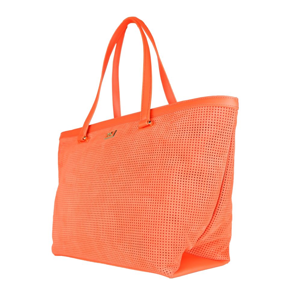 Orangefarbene Handtasche aus Kalbsleder für Damen