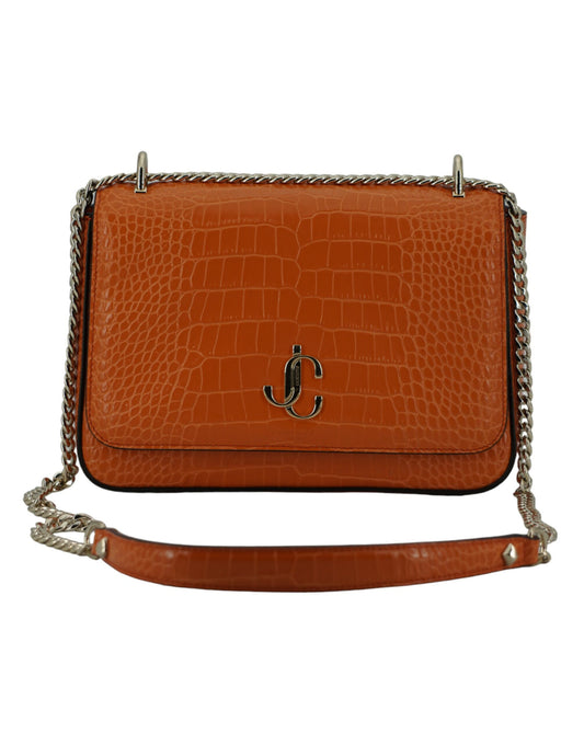 Bolso de hombro de piel color naranja ámbar