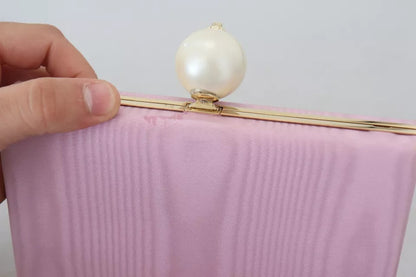 Clutch aus rosa Seide mit Goldrahmen, für Abendveranstaltungen, Partys