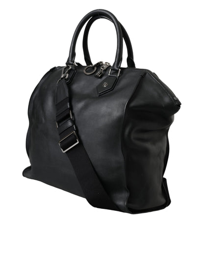 Dolce & Gabbana Black Washed Calfskin Biker Style Shopper Bag