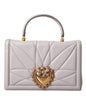 Dolce & Gabbana Light Gray Devotion Gold Heart Leather Shoulder Bag