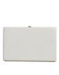 Dolce & Gabbana White Leather Gold Frame Clutch Evening Party Purse Bag