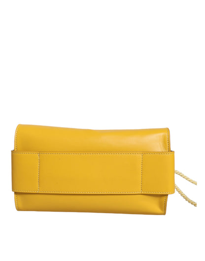 Bolso de mano con correa para el hombro de cuero amarillo