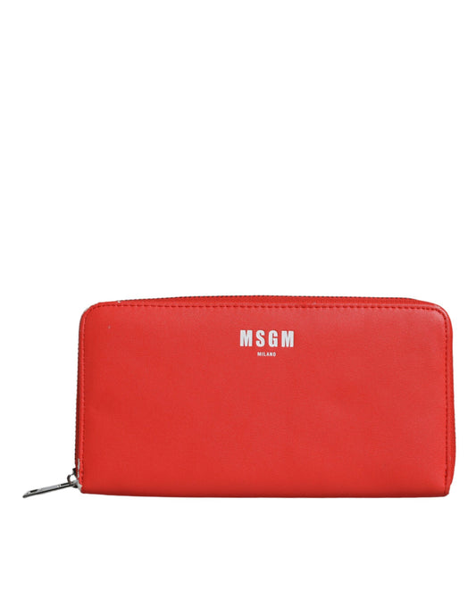 Cartera de mano plegable con tarjetero y cremallera continental de cuero rojo