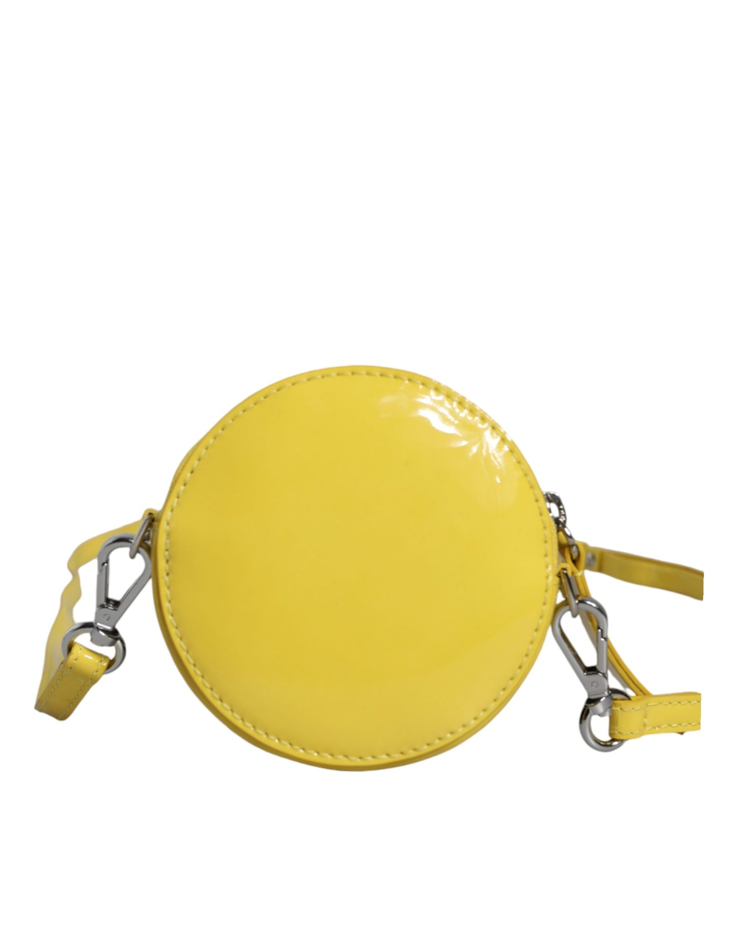 MSGM Yellow Leather Logo Crossbody Sling Shoulder Round Bag