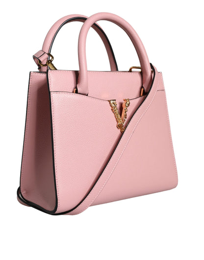 Versace Pink Small Top Handle Grainy Calf Leather Crossbody Bag