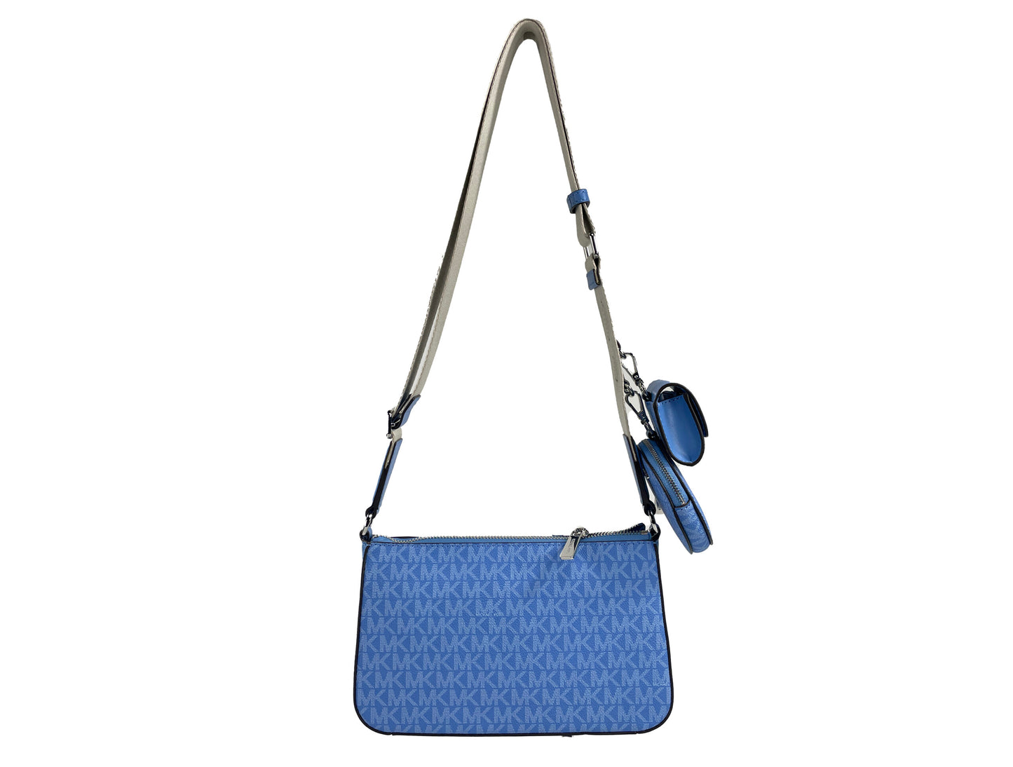 Bolso bandolera con accesorio tecnológico Jet Set Signature de PVC de Michael Kors, color azul