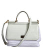 Dolce & Gabbana White Rafia Leather Top Handle Crossbody Bag