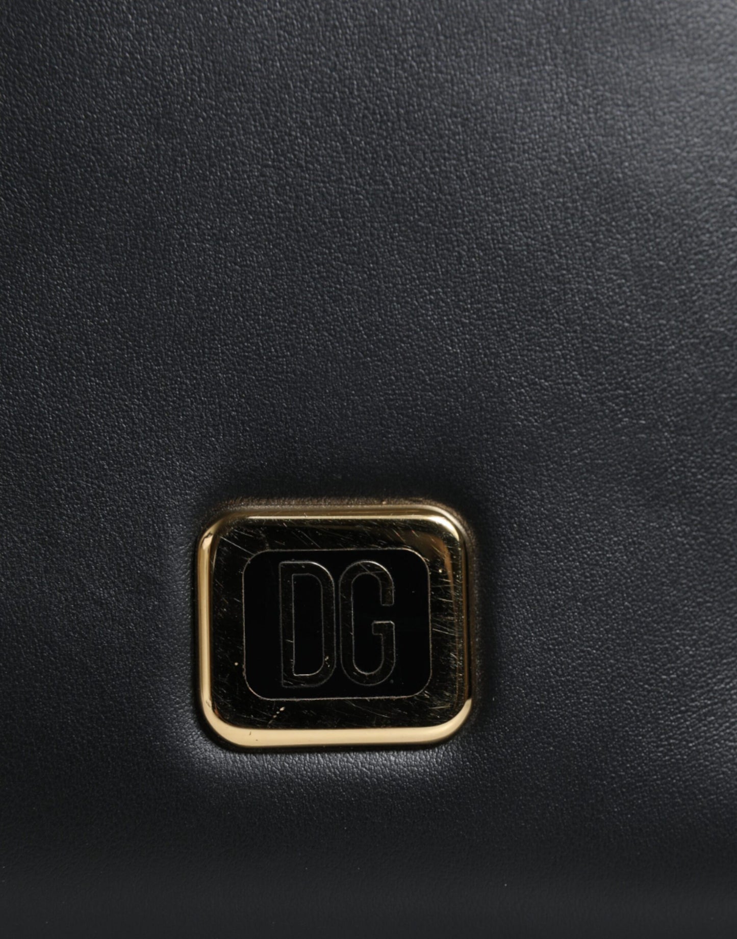 Dolce & Gabbana Black Leather Logo Plaque Neck Strap Card Coin Wallet