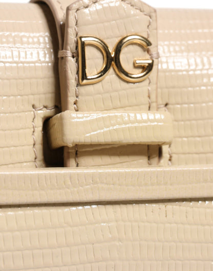 Dolce & Gabbana Beige Leather Ingrid Top Handle Shoulder Bag