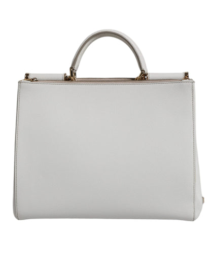 Dolce & Gabbana White Leather Logo Top Handle Tote Crossbody Bag