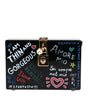 Dolce & Gabbana Black Graffiti Print Clutch Crossbody Bag