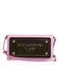 Dolce & Gabbana Pink Exotic Leather Logo Plaque Crossbody Bag