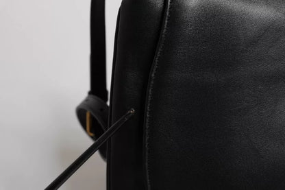 Dolce & Gabbana Black Leather Flap Saddle Shoulder Bag