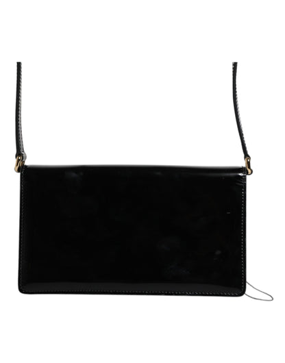 Dolce & Gabbana Black Patent Leather Logo Plaque Crossbody Bag