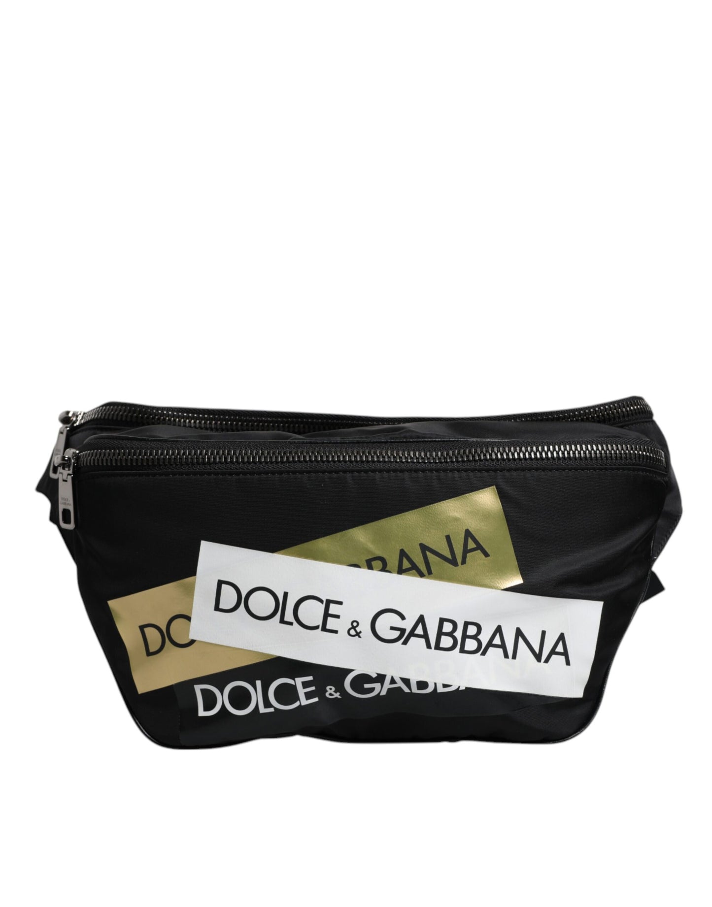 Dolce & Gabbana Black Nylon Logo Tape Belt Waist Fanny Pack Bag